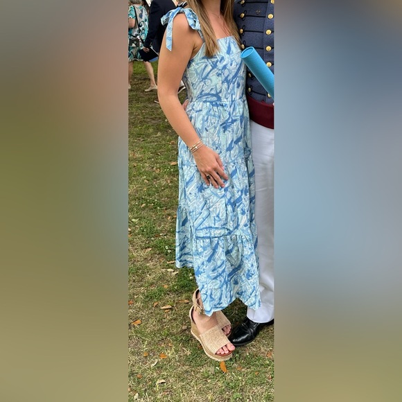 Boutique Blue Patterned Midi Dress - Picture 4 of 4